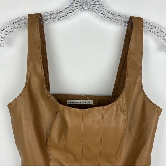NEW Abercrombie women’s faux leather corset crop top size S brown - Picture 3 of 12